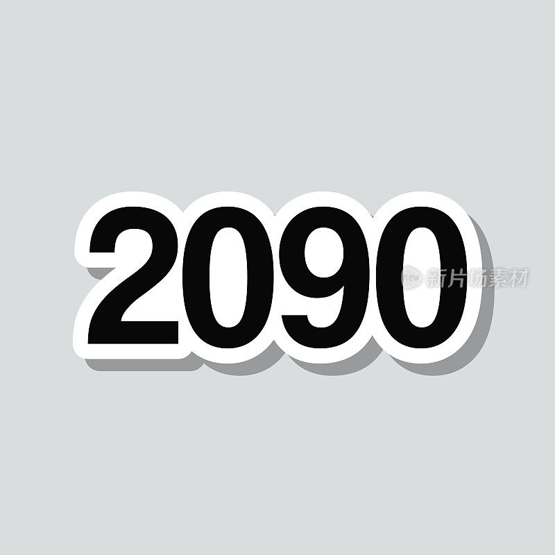 2090 - 2000年。灰色背景上的图标贴纸